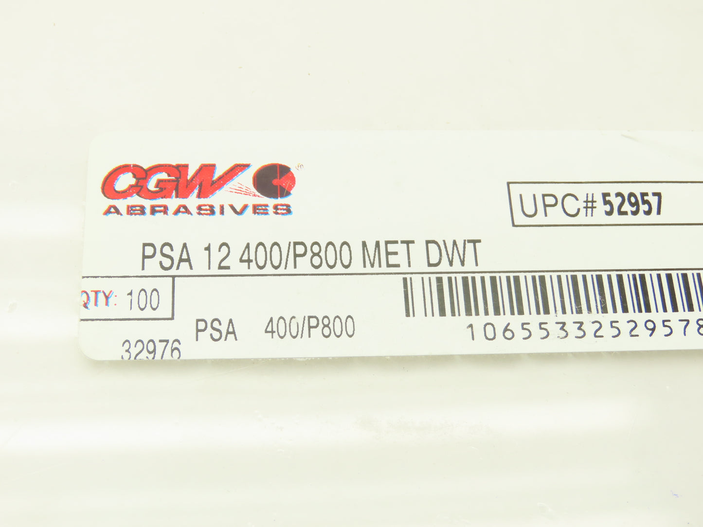 CGW 52957 CGW PSA 12 400/P800 MET DWT Silicon Carbide Sanding Disc Box of 100