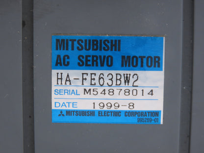 Mitsubishi HA-FE63BW2 AC Servo Brake Motor 3000 RPM with Encoder