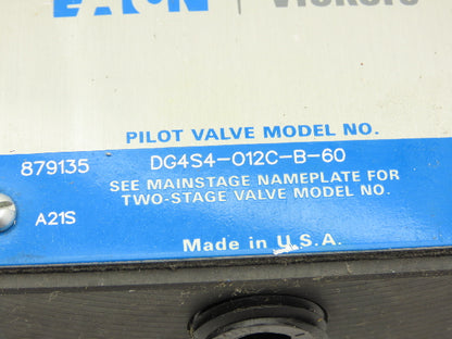 Vickers DG4S4-012C-B-60 Directional Control Solenoid Valve 120V Coil 868982