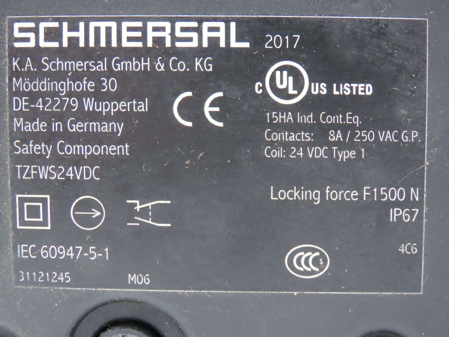Schmersal TZFWS24VDC Solenoid Interlock Safety Switch 24VDC 1500N