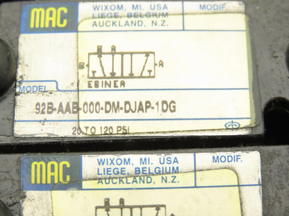 MAC 92B-AAB-000-DM-DJAP-1DG Solenoid 5 Valve Manifold Assy 120V 92B-000-BJA
