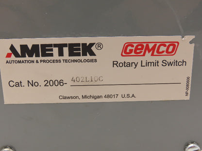 Gemco 2006-402L10C Rotary Limit Switch Ametek Patriot Sensors 10:1 Ratio
