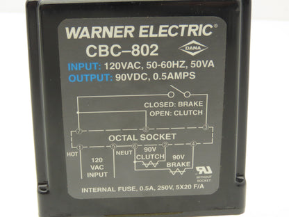 Warner Electric CBC-802 Clutch Brake Control Power Supply 115VAC-90VDC