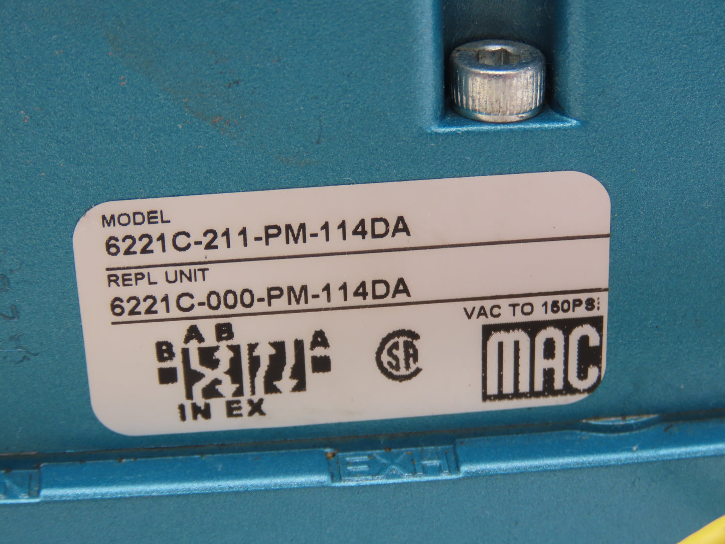 MAC 6221C-211-PM-114DA Pneumatic Solenoid Valve 3/8" Ports 120VAC Coil 150PSI
