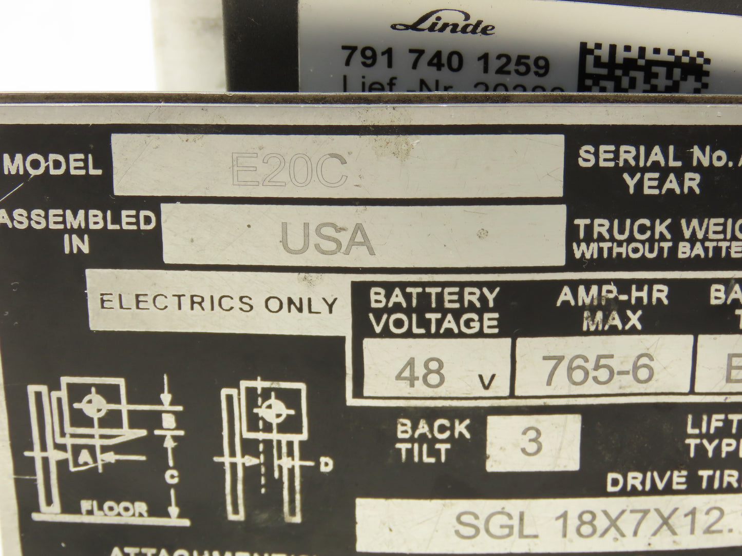 Linde 791 740 1259 Forklift Voltage Transformer Removed From E20C