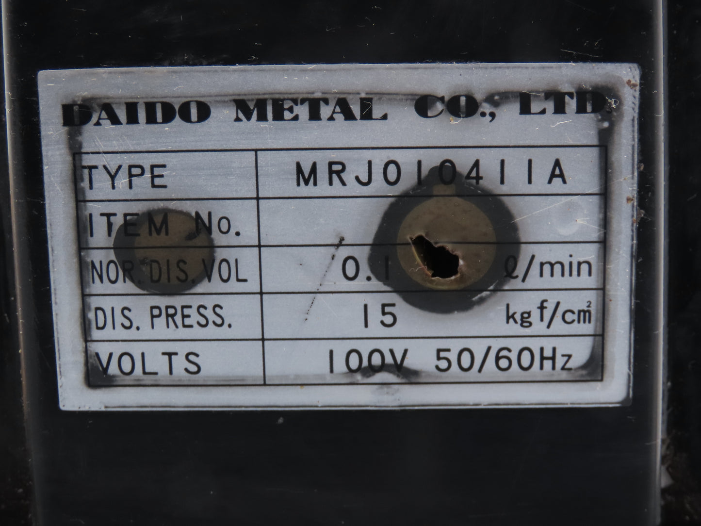 Daido Metal MRJ010411A Lubrication Oil Pump Oiler 4Liter Tank 0.1 L/Min 100V 1PH