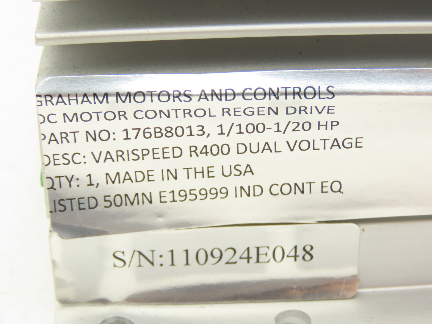 Graham 176B8013 DC Motor Speed Control SCR Drive 2Hp 90/180V Torque Regen Drive