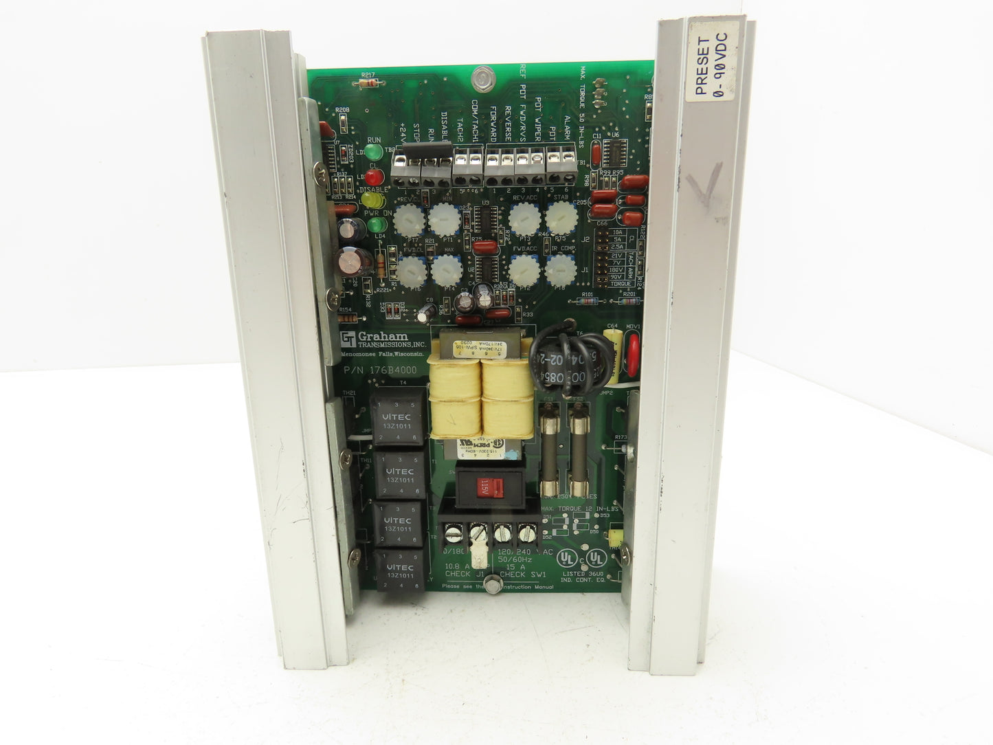 Graham 176B8013 DC Motor Speed Control SCR Drive 2Hp 90/180V Torque Regen Drive