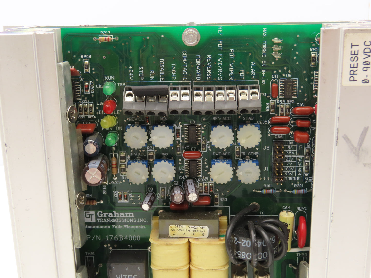 Graham 176B8013 DC Motor Speed Control SCR Drive 2Hp 90/180V Torque Regen Drive