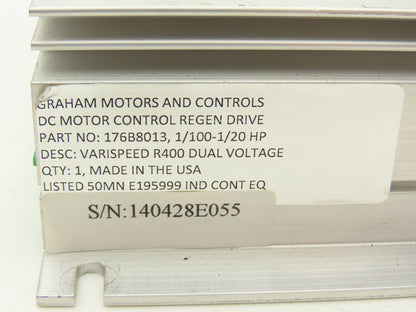 Graham 176B8013 DC Motor Speed Control SCR Drive 2Hp 90/180V Torque Regen Drive