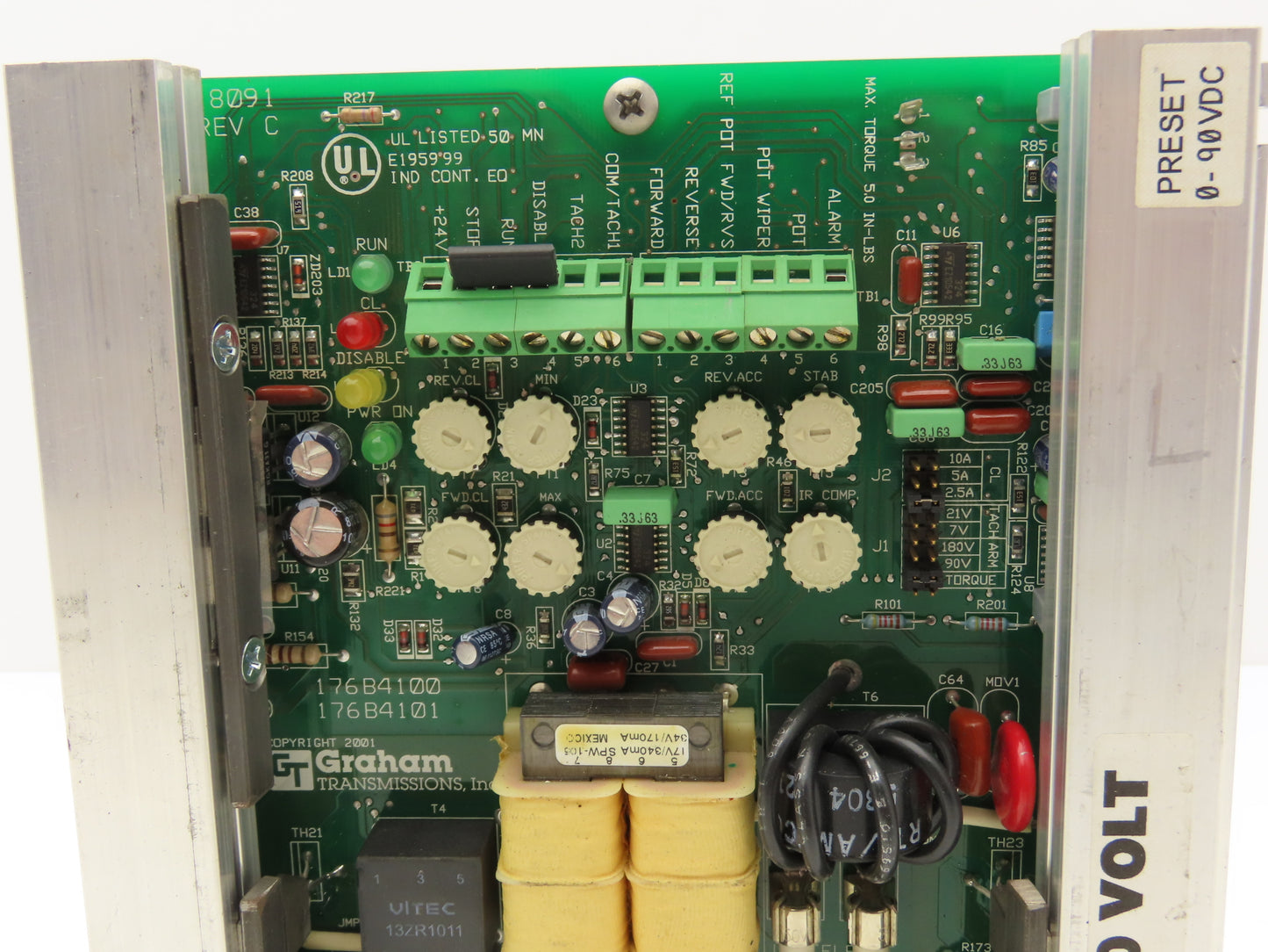 Graham 176B8013 DC Motor Speed Control SCR Drive 2Hp 90/180V Torque Regen Drive