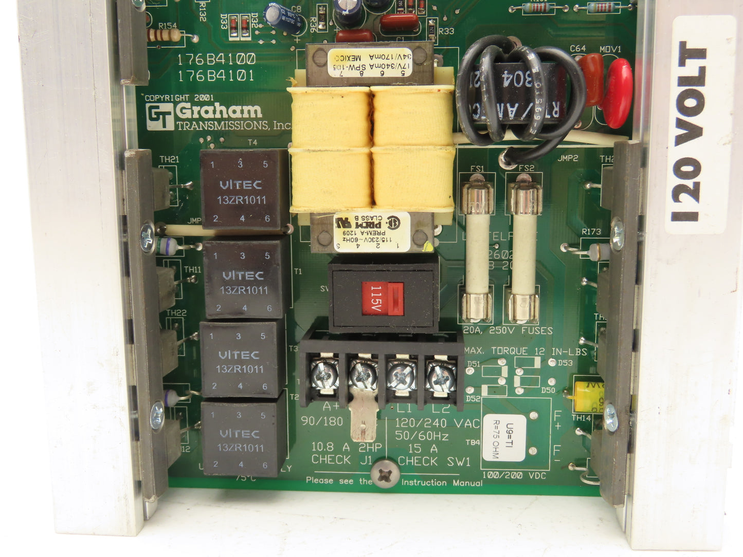 Graham 176B8013 DC Motor Speed Control SCR Drive 2Hp 90/180V Torque Regen Drive
