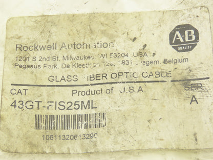 Allen Bradley 43GT-FIS25ML Glass Fiber Optic Cable 36" Length Ser A