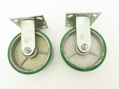 PEMCO E-6 Caster W/6" Heavy Duty Poly Covered Wheel Greaseable Bearings Lot of 2