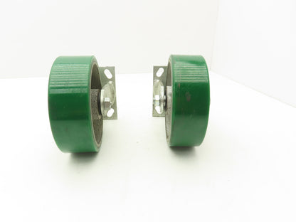 PEMCO E-6 Caster W/6" Heavy Duty Poly Covered Wheel Greaseable Bearings Lot of 2