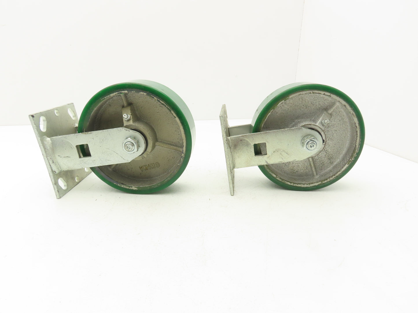 PEMCO E-6 Caster W/6" Heavy Duty Poly Covered Wheel Greaseable Bearings Lot of 2