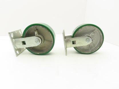 PEMCO E-6 Caster W/6" Heavy Duty Poly Covered Wheel Greaseable Bearings Lot of 2