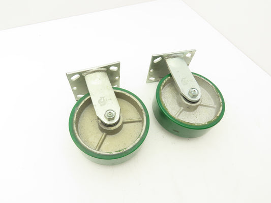 PEMCO E-6 Caster W/6" Heavy Duty Poly Covered Wheel Greaseable Bearings Lot of 2