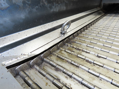 Enomoto MA-500H 25"W x 9' 2"L Chip Conveyor 22" Belt 40" Infeed 220V 3PH