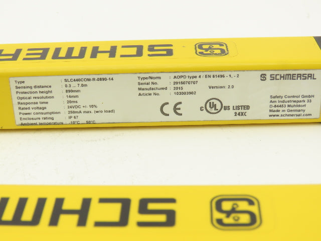 Schmersal SLC440COM-ER-0890-14 Safety Light Curtain Transmitter & Receiver Set