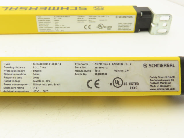 Schmersal SLC440COM-ER-0890-14 Safety Light Curtain Transmitter & Receiver Set