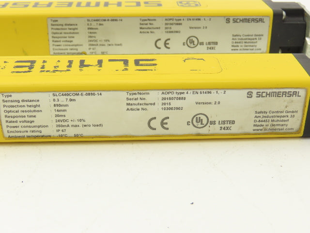 Schmersal SLC440COM-ER-0890-14 Safety Light Curtain Transmitter & Receiver Set