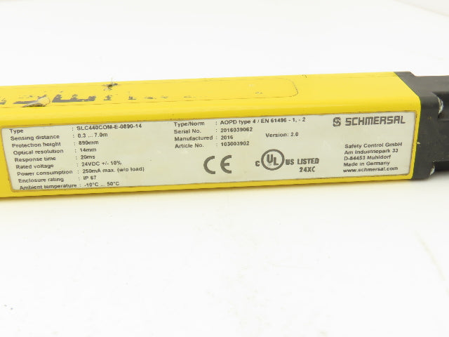 Schmersal SLC440COM-E-0890-14 Safety Light Curtain Transmitter Only