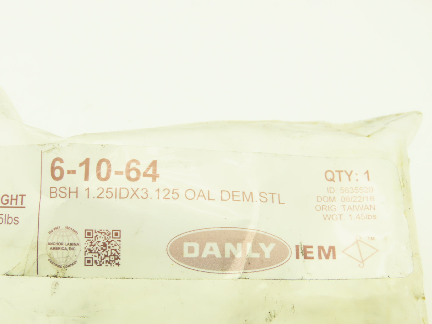 Danley IEM 6-10-64 Steel Demountable Shoulder Bushing 1.25" ID x 3.125" Lot of 2