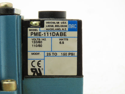 MAC 6311D-212-PM-111DA Pneumatic Solenoid Valve 120V 60Hz 3/8"NPT Manifold