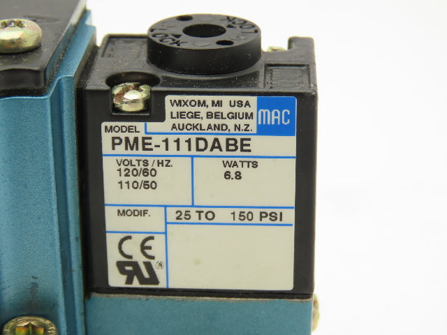 MAC 6311D-211-PM-111DA Pneumatic Solenoid Piloted Valve 4/2 Way 120VAC 150 PSI