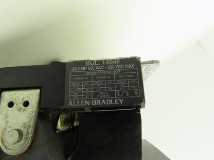 Allen Bradley 1494F-N60 Switch Fused 60A 600V Operator Handle