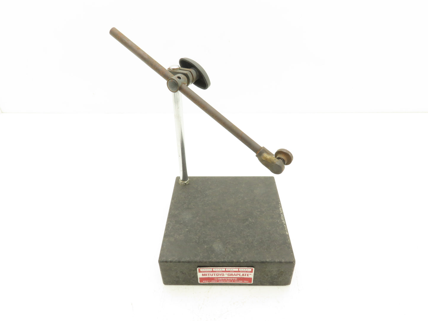 Mitutoyo 6x6x2" Graplate Granite Indicator Stand Inspection Plate Adj Arm