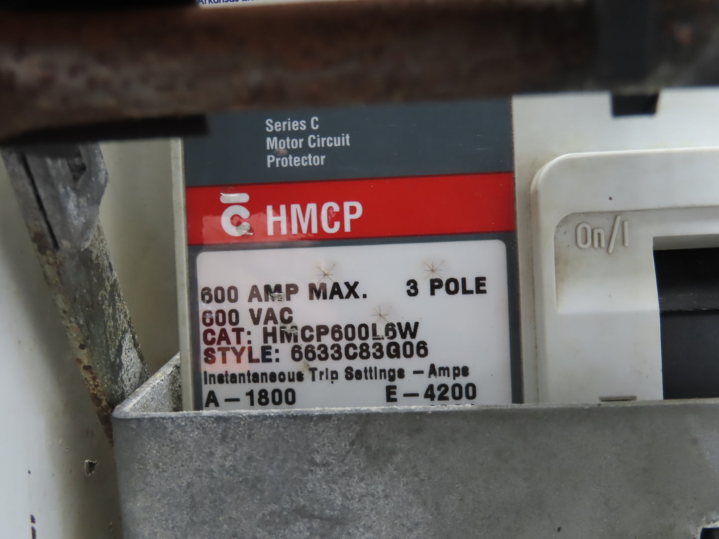Eaton Cutler Hammer SVC MCC Motor Disconnect Bucket 600A Breaker 400Hp 480V