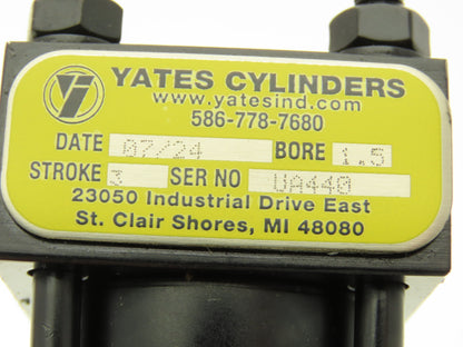Yates Hydraulic Cylinder 1.5" Bore 3" Stroke