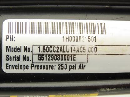 Parker 1.50CC2ALU14AC5.000 Pneumatic Air Cylinder 1.5" Bore 5" Stroke 250PSI