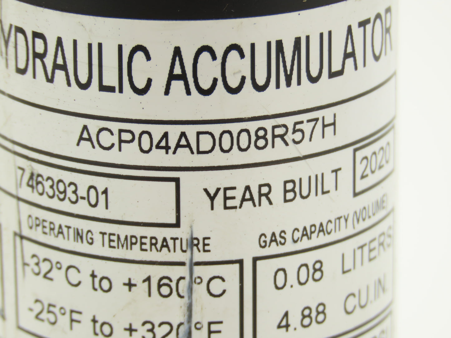 Parker ACP04AD008R57H Forklift Hydraulic Accumulator 3770 PSI Off Hyster E80XN