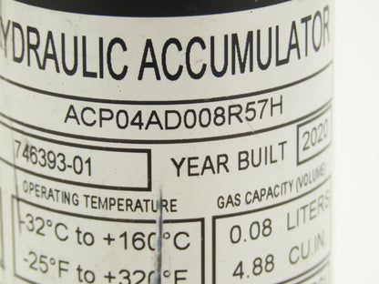 Parker ACP04AD008R57H Forklift Hydraulic Accumulator 3770 PSI Off Hyster E80XN
