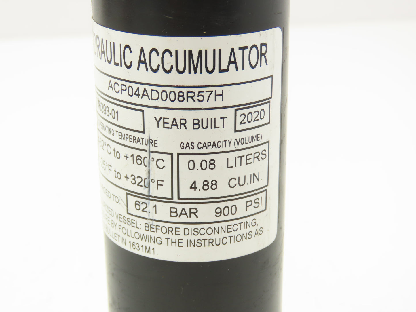 Parker ACP04AD008R57H Forklift Hydraulic Accumulator 3770 PSI Off Hyster E80XN