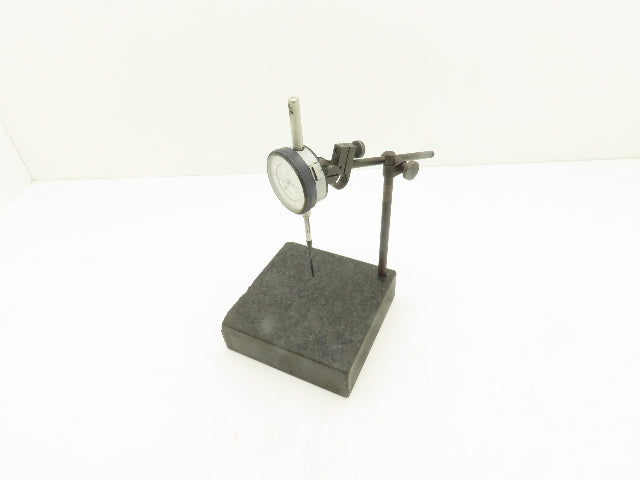 Mitutoyo 6x6x2" Graplate Granite Indicator Stand Inspection Plate Adj Arm w/Gage