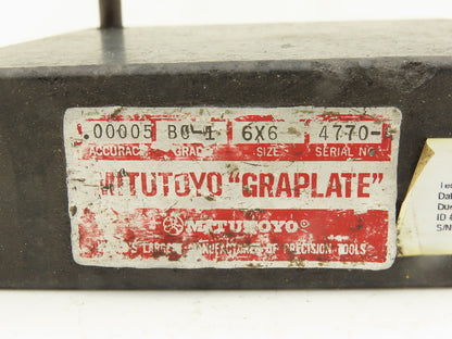 Mitutoyo 6x6x2" Graplate Granite Indicator Stand Inspection Plate Adj Arm w/Gage
