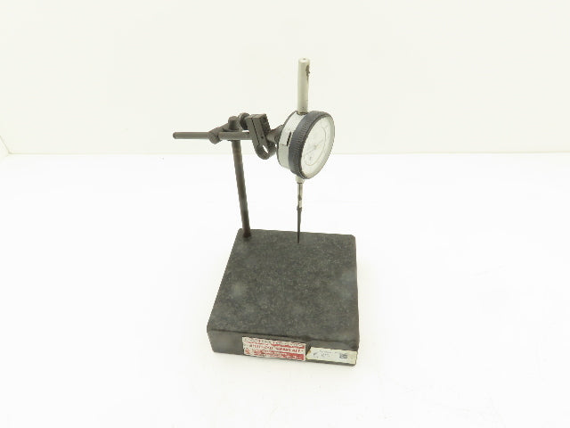 Mitutoyo 6x6x2" Graplate Granite Indicator Stand Inspection Plate Adj Arm w/Gage