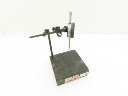 Mitutoyo 6x6x2" Graplate Granite Indicator Stand Inspection Plate Adj Arm w/Gage