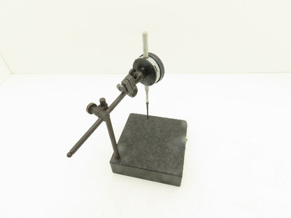 Mitutoyo 6x6x2" Graplate Granite Indicator Stand Inspection Plate Adj Arm w/Gage