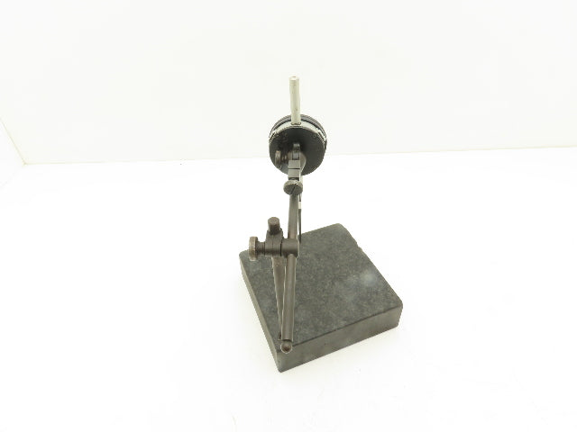 Mitutoyo 6x6x2" Graplate Granite Indicator Stand Inspection Plate Adj Arm w/Gage