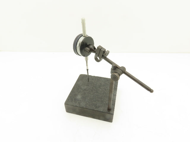 Mitutoyo 6x6x2" Graplate Granite Indicator Stand Inspection Plate Adj Arm w/Gage