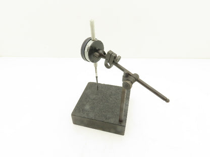 Mitutoyo 6x6x2" Graplate Granite Indicator Stand Inspection Plate Adj Arm w/Gage