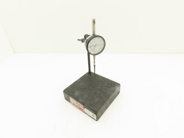 Mitutoyo 6x6x2" Graplate Granite Indicator Stand Inspection Plate Adj Arm w/Gage