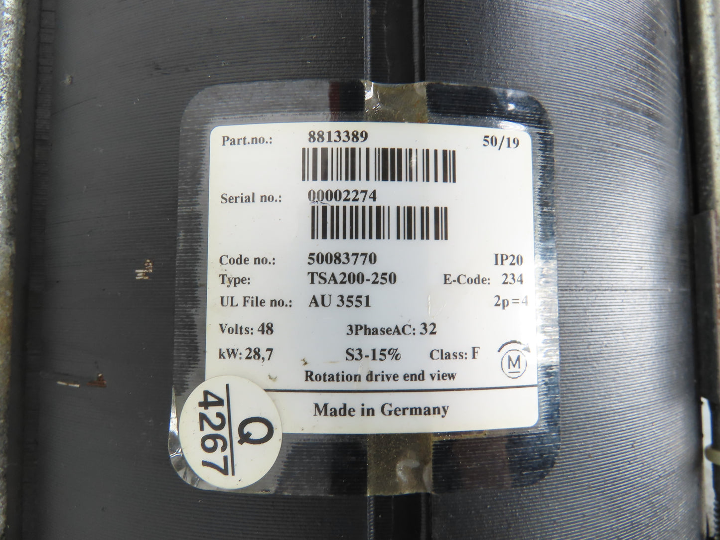 Hyster 8813389 Forklift Hydraulic Motor 48V & Pump 8811653 Removed From E80XN