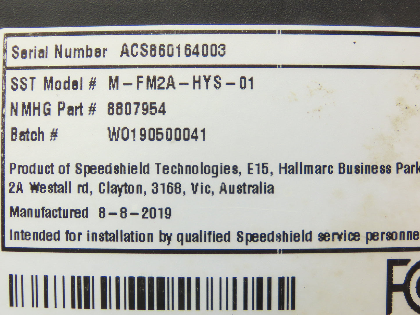 Speedshield M-FM2A-HYS-01 Tracker Display Module 8807954 Off Hyster E100XN