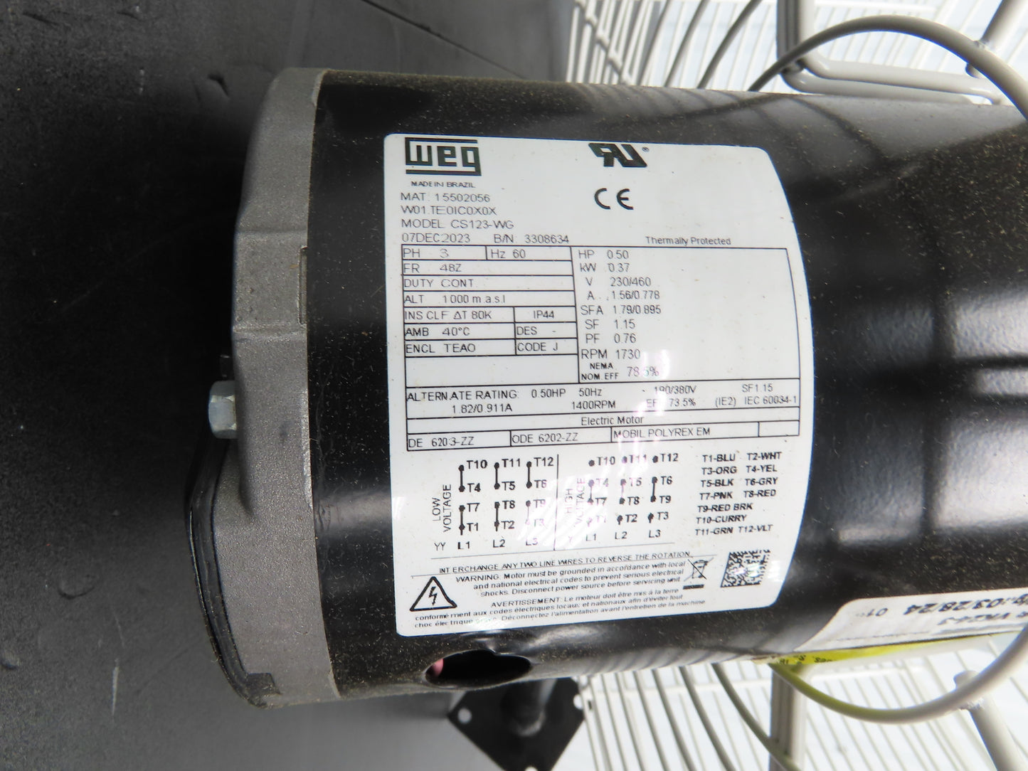 Schaefer VK24-3 Horizontal Air Flow Fan 24" 1/2Hp 230/460V 3Ph 1800RPM 7750CFM